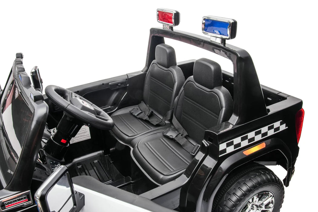 Kids 24V GMC Sierra Denali Police Ride On Truck 2 Seats Remote Control EVA Rubber Wheels