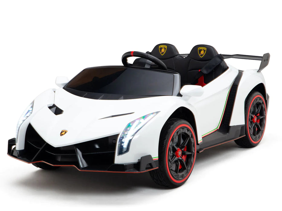 Kids Lamborghini Veneno Ride On Car 4x4 2 Leather Seats Remote Control White Paint