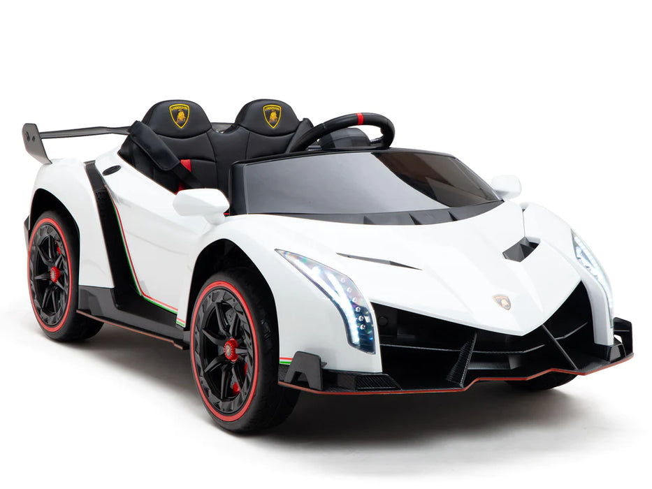 Kids Lamborghini Veneno Ride On Car 4x4 2 Leather Seats Remote Control White Paint