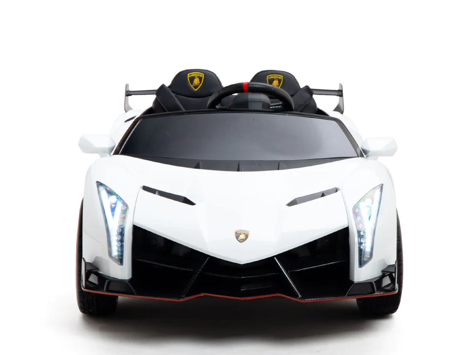 Kids Lamborghini Veneno Ride On Car 4x4 2 Leather Seats Remote Control White Paint