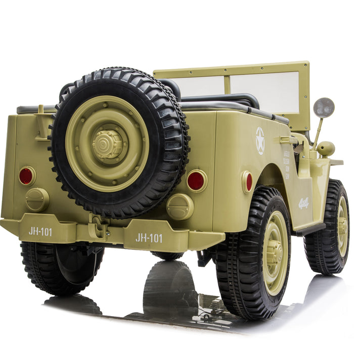 2025 Military Army Willy Ride On Truck Rubber Tires Remote Control
