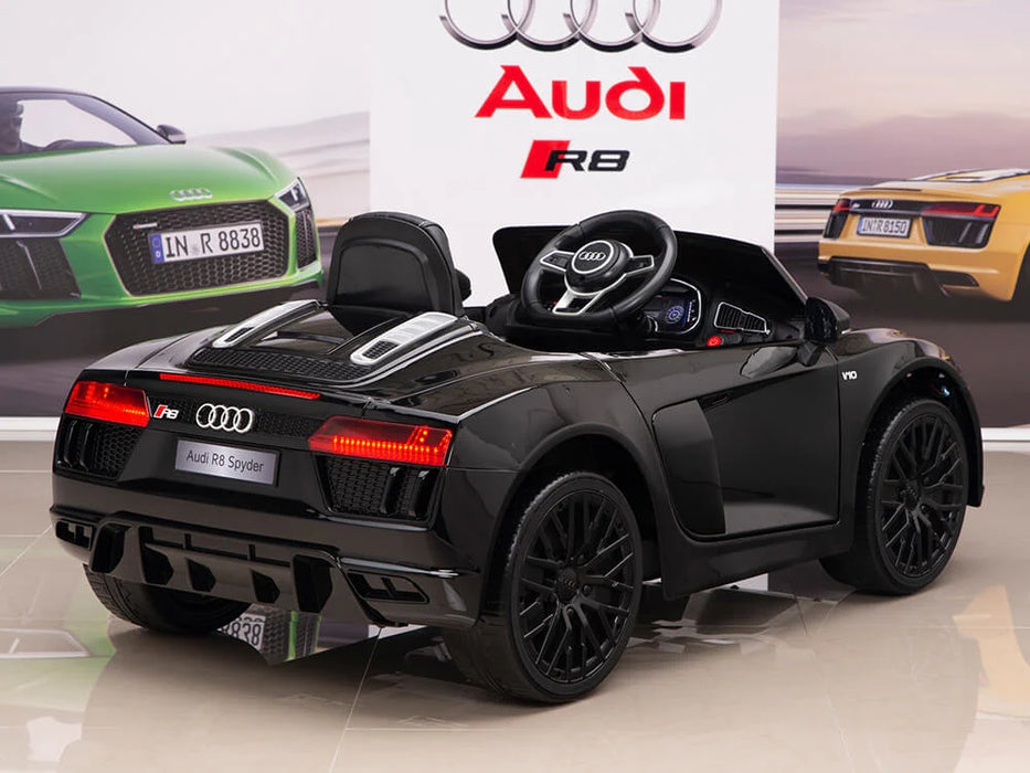 12 Volts Audi R8 Kids Electric Ride On Car Remote Control Leather Seat  Black Color
