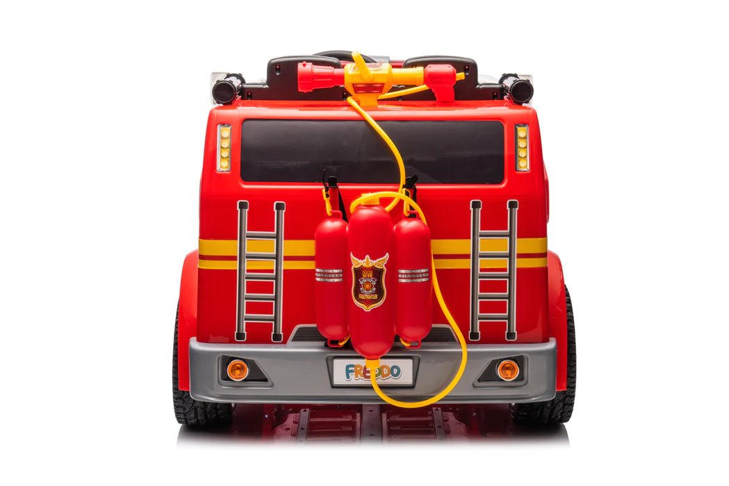24V Fire Truck 2 Leather Seats EVA Rubber Wheels Remote Control