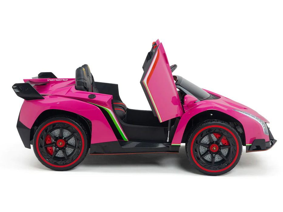 Lamborghini Veneno  Kids Ride On Car 12 Volt 4x4 Remote Control 2 Seats Riding Toy Pink