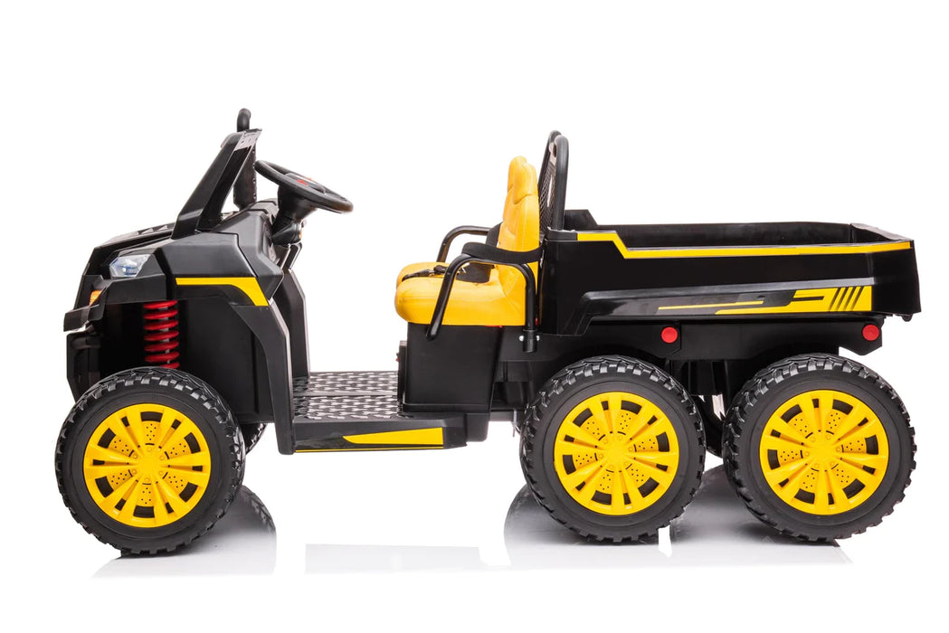 24V 4X4 Kids Tractor Trailer 2 Seats Dump Cart Remote Control EVA Rubber Wheels