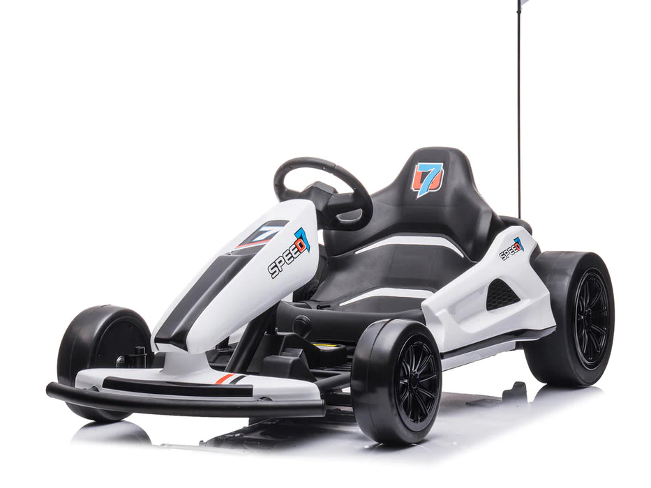 24 Volt Kids Electric Go Kart Ride On DRIFT Function Power Car White