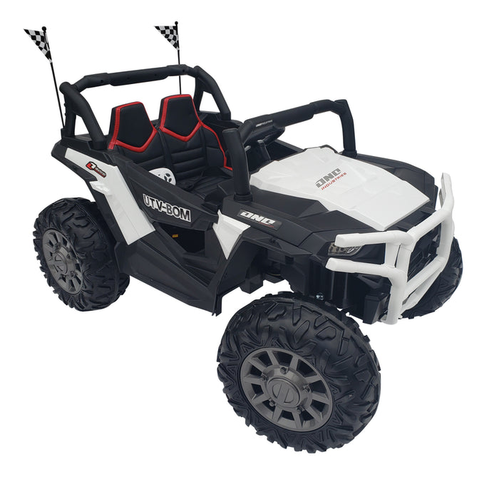 Kids Electric Ride On Buggy BJC 999 24V White 2 Leather Seats*24 Volt*3 Speed*2 Motors 200 Watts *TV Screen