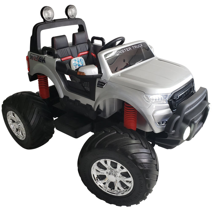 Monster Truck MT750 Silver Kids Electric Battery Operated  Ride On Car With 2 seats