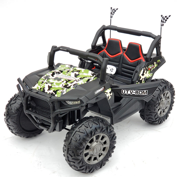 24v Electric Powered Ride On Truck 2 Leather Seats EVA Rubber Wheels 2 Motors 200 Watts TV Screen