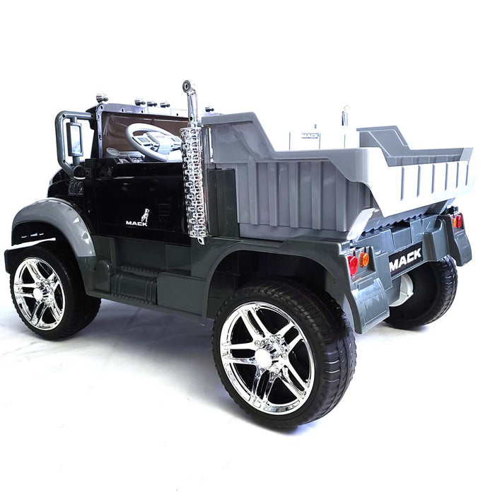 Kids Electric Ride On Mack Truck Black color  Black Remote Control Battery Operated 2 Seats Car