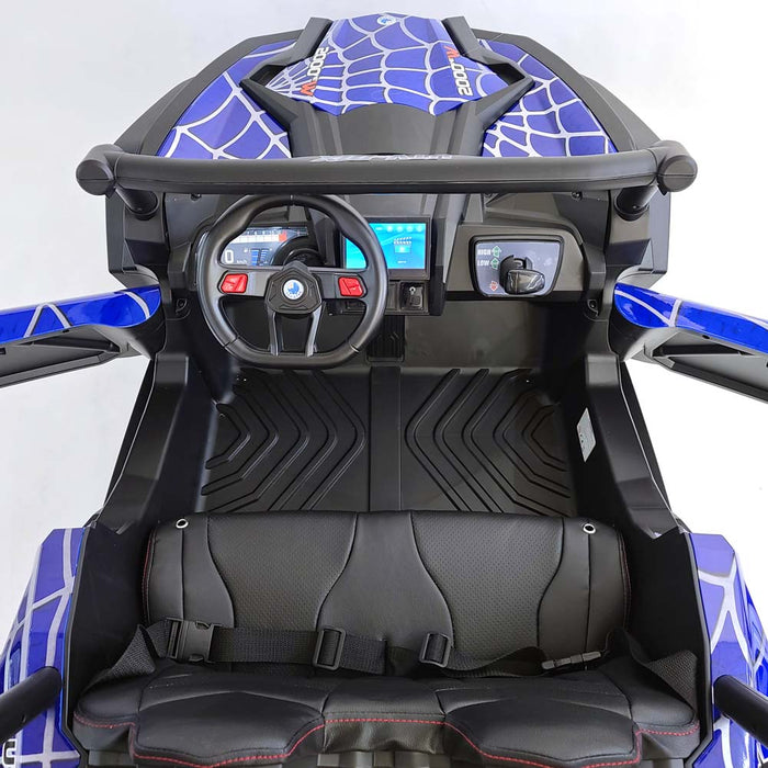 Electric Ride On Buggy-XMX613-24V-MP4-spider-blue 2 Leather Seat Rubber Wheels Remote Control 4 Motors - 60 Watts Each