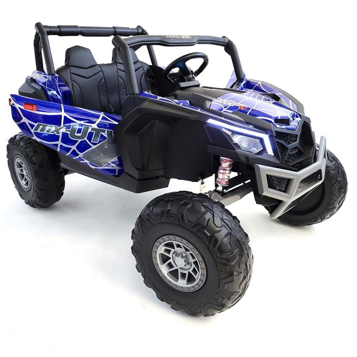 Electric Ride On Buggy-XMX613-24V-MP4-spider-blue 2 Leather Seat Rubber Wheels Remote Control 4 Motors - 60 Watts Each