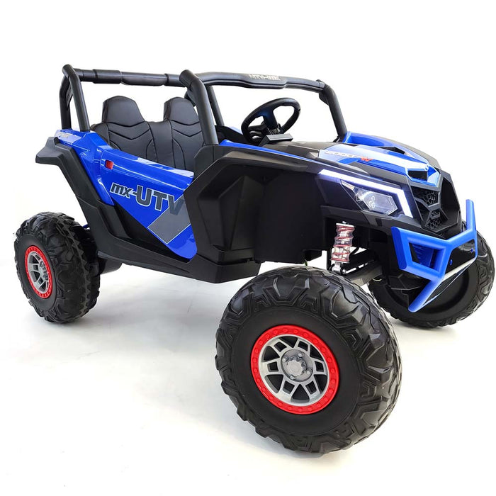 Electric Ride On Buggy-XMX613-24V-MP4-blue 24 Volt 4 Motors- 60 watts each MP4 TV Screen 2 Leather Seats
