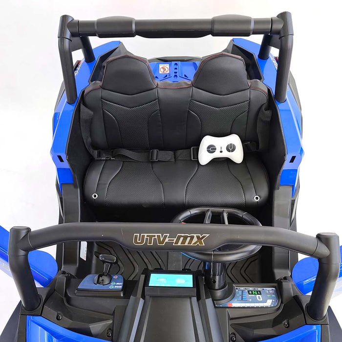 Electric Ride On Buggy-XMX613-24V-MP4-blue 24 Volt 4 Motors- 60 watts each MP4 TV Screen 2 Leather Seats