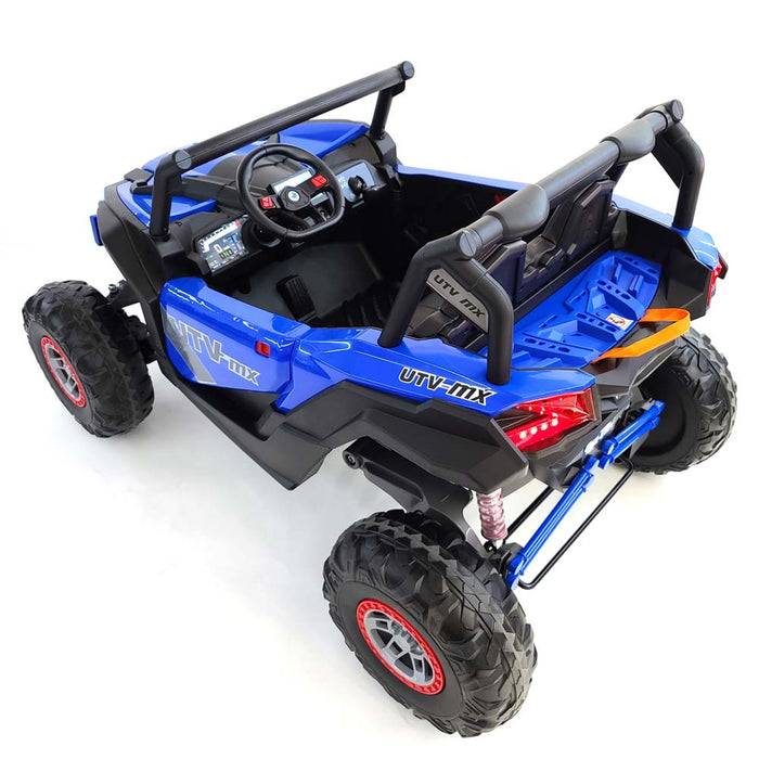 Electric Ride On Buggy-XMX613-24V-MP4-blue 24 Volt 4 Motors- 60 watts each MP4 TV Screen 2 Leather Seats