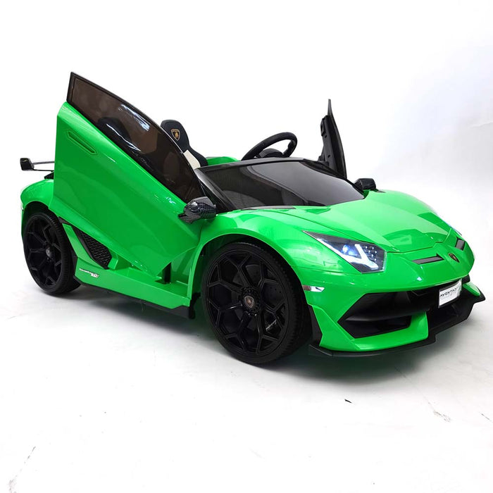24 Volt Ride On Lamborghini Aventador Drift Electric Licensed Kids Car SVJ Green 2 Seats Remote Control