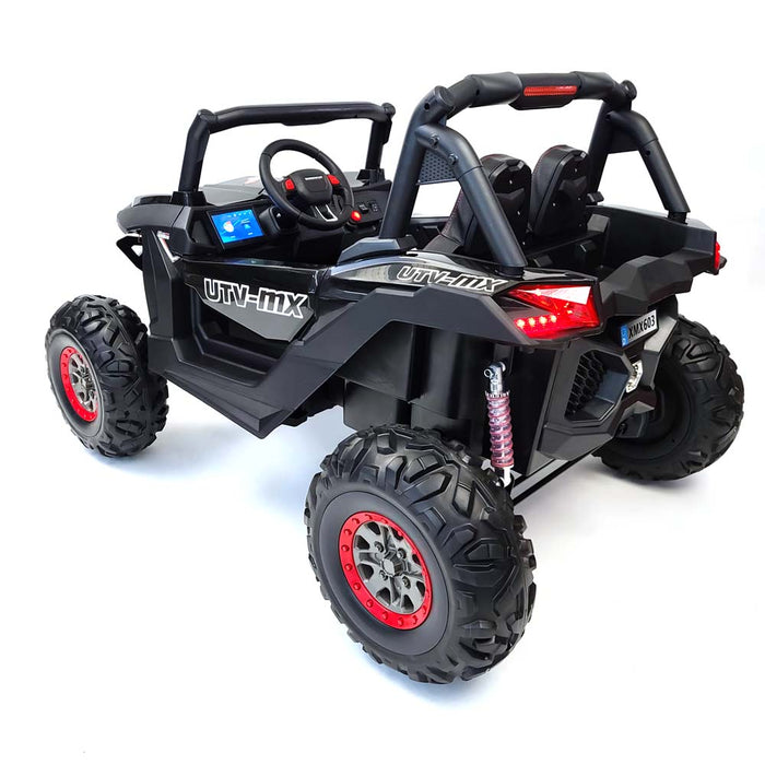 Electric Ride On Buggy-XMX603-24V-MP4 Black TV Touch Screen 2 Seats Rubber Wheels 200 Watts 2 Motors