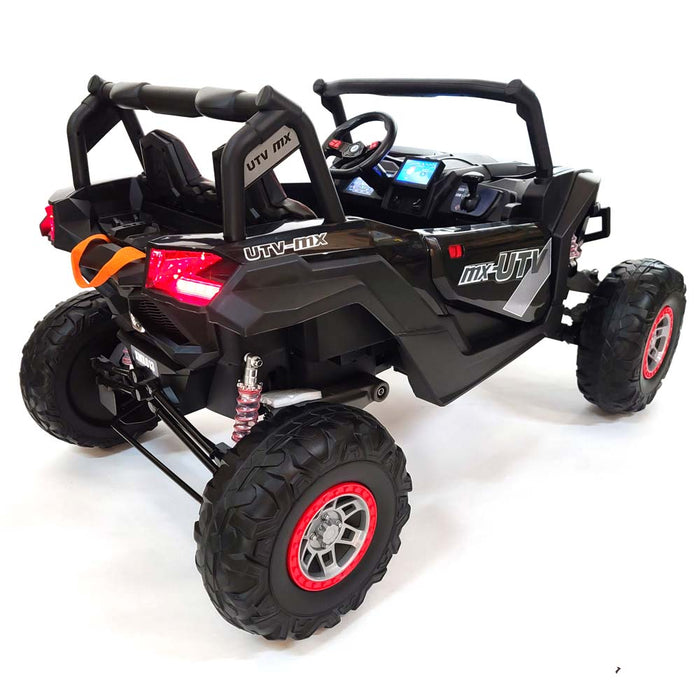 Kids Electric Sport Buggy-XMX613 Black -24 Volt Battery MP4 TV Screen 2 Eco Leather Seats 4 Updated Motors-60 Watts Each Remote Control 2.4G