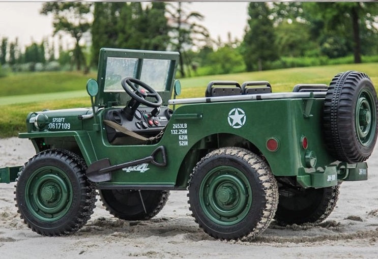 24V 4x4 Kids US Army Military Willy Ride On Truck EVA Rubber Wheels 3 Seats 2.4G Remote Control